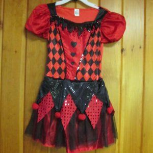 Queen of spades Girls Costume Dress Girls sz 10/12 L Dress up Queen of hearts